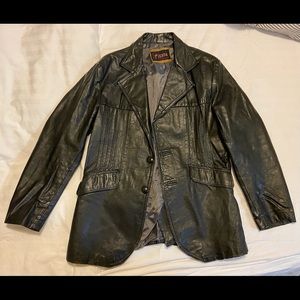 Black Leather jacket black vintage 70s
